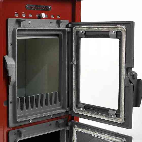 Піч-камін на дровах Hosseven 9008 MINI 7 кВт сталева буржуйка з шамотом та склом верхній димохід Туреччина Київ