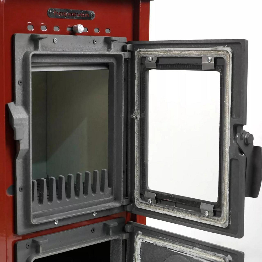 Піч-камін на дровах Hosseven 9008 MINI 7 кВт сталева буржуйка з шамотом та склом верхній димохід Туреччина Тернопіль - фото 5