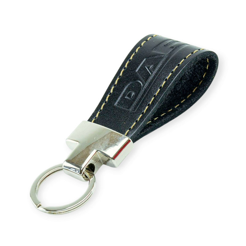 Брелок daf шкіряний тиснений чорний, прострочений, метал. затискач Мукачево - фото 1