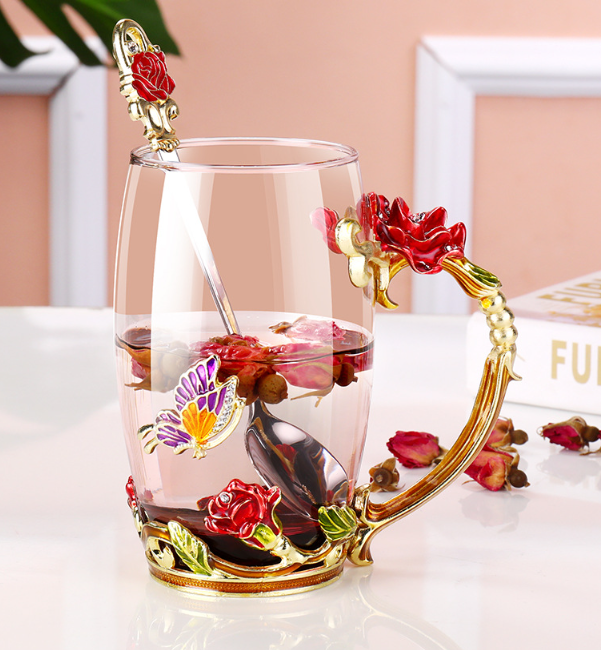 Чашки ПОДАРОЧНЫЕ 2 в декоративном металлическом подстаканнике  Красная РОЗА Кременчуг - изображение 8