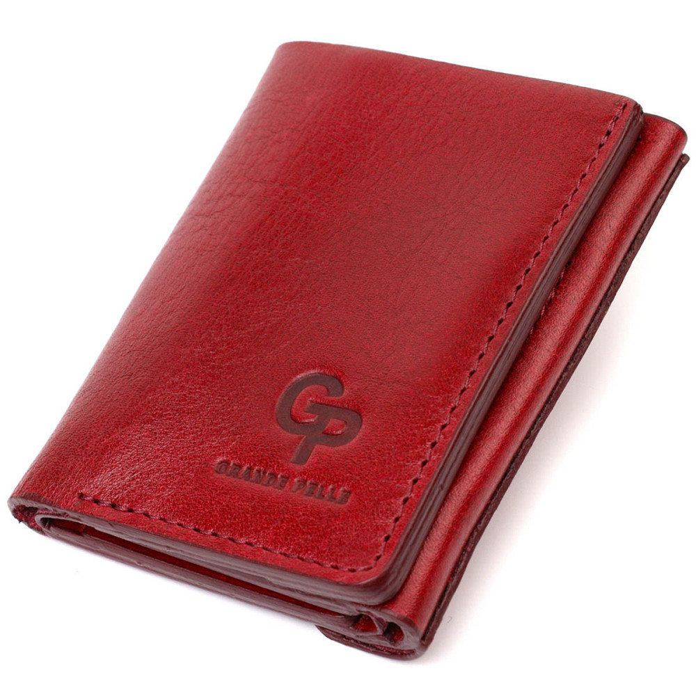 Компактное женское портмоне в три сложения Бордовый (GRANDE PELLE) Киев - изображение 5