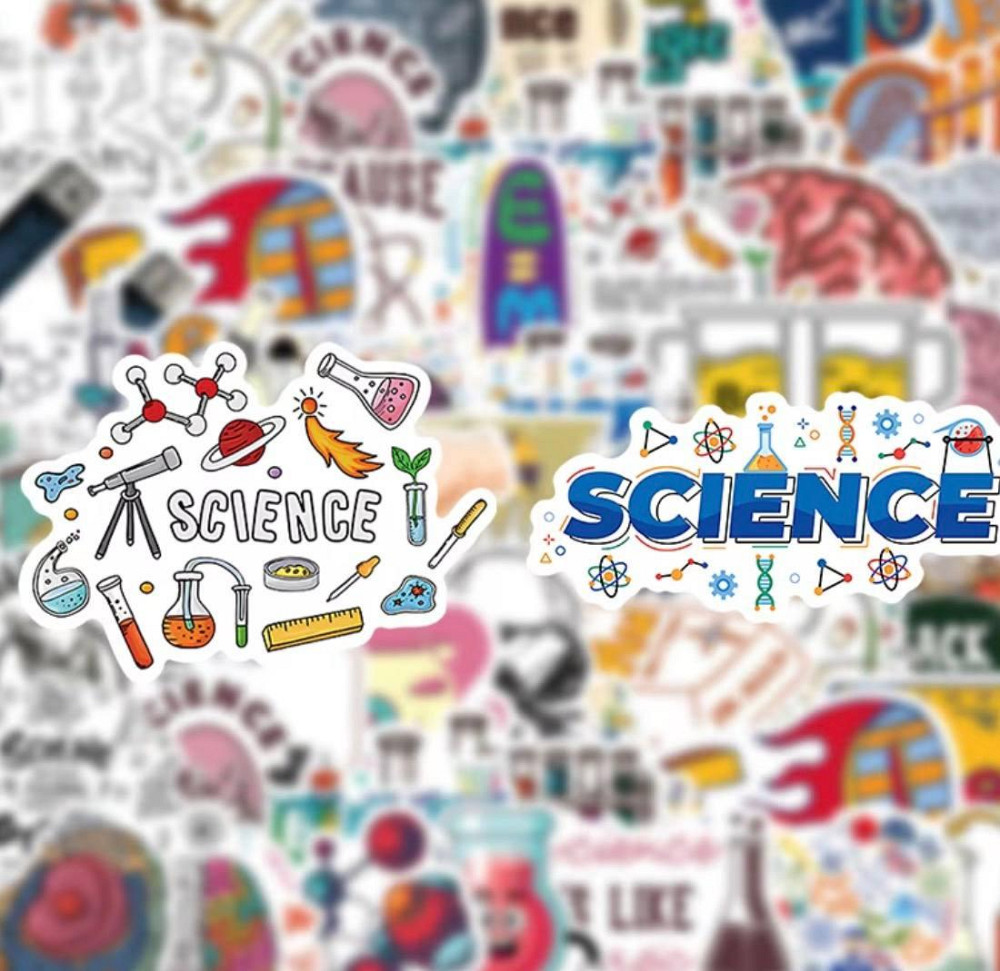 Набор наклеек Наука 50 шт, виниловые стикеры Science для ноутбука, телефона, планшета, водостойкие наклейки для детей и подростков Киев - изображение 2