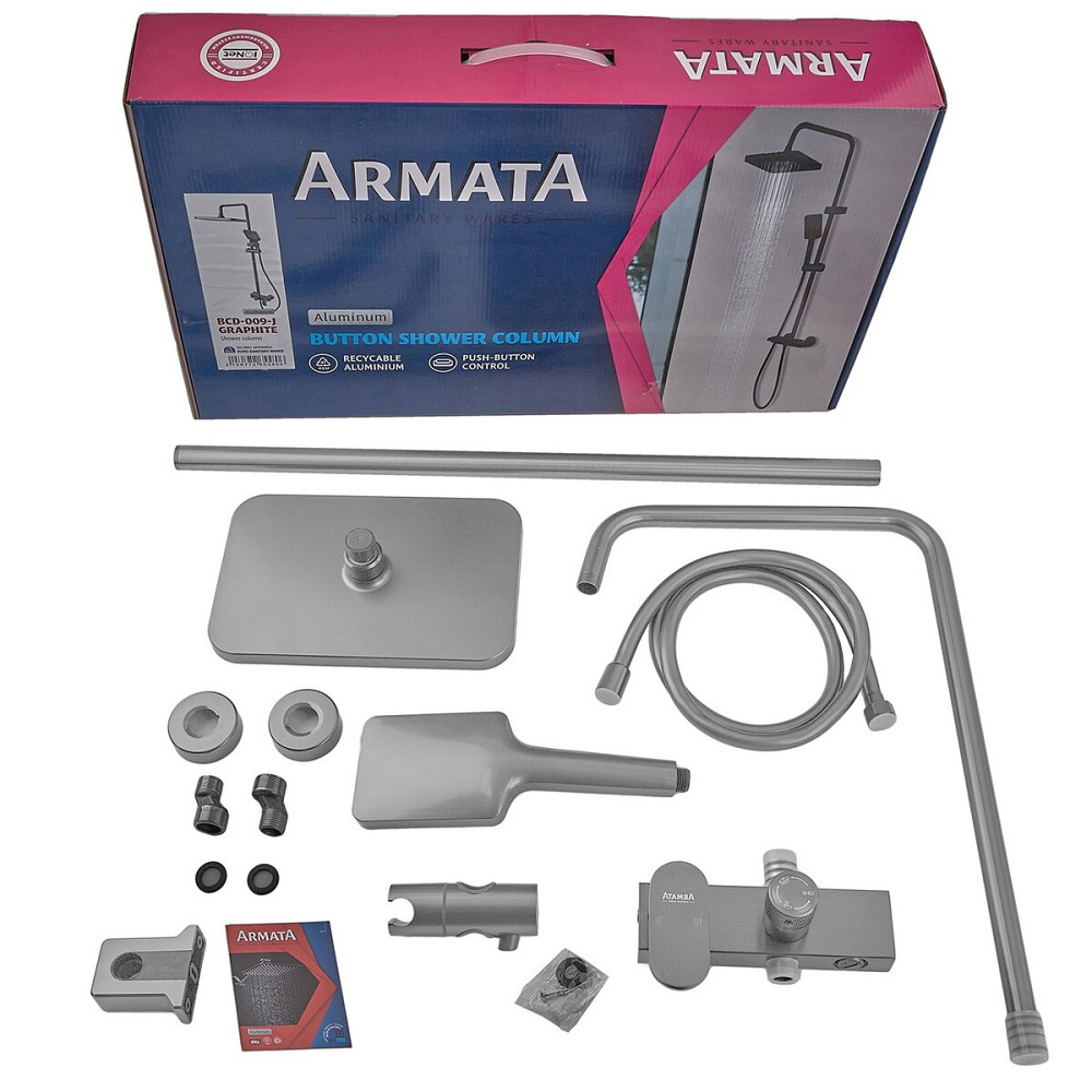 Душевая колонна со смесителем из алюминия ARMATA BCD-009-J, 3 режима (CH6556) Киев - изображение 6