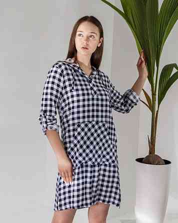 Жіноча туніка з капюшоном в клітку Nicoletta 92140 Білий, S Київ