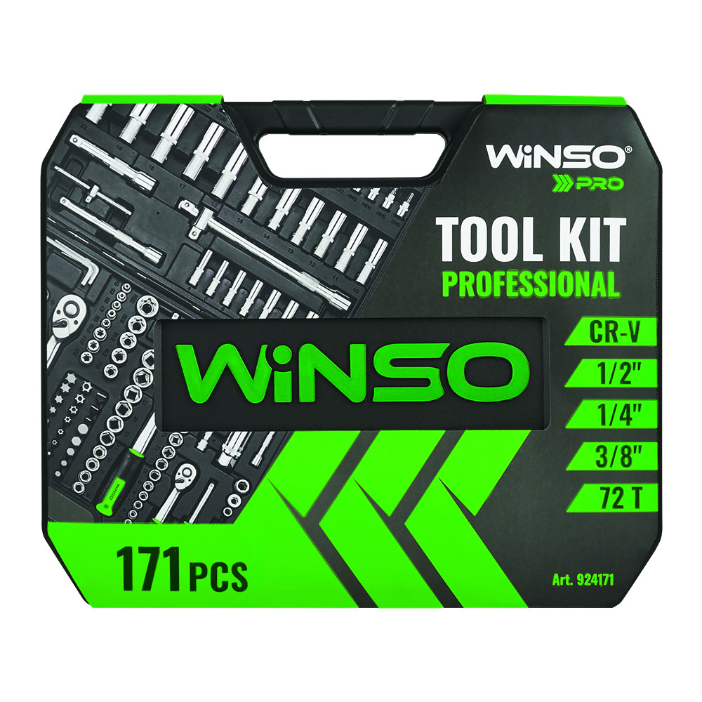 Професійний набір інструментів в кейсі Winso Pro 1/2", 1/4", 3/8" 72T, CR-V, 171од. Львів - фото 4