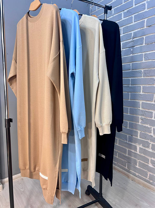 Сукня жіноча MY CITY 8211 спортивна середня довжина розрізи знизу резинка двунитка one size, блакитний, one size Київ - фото 10