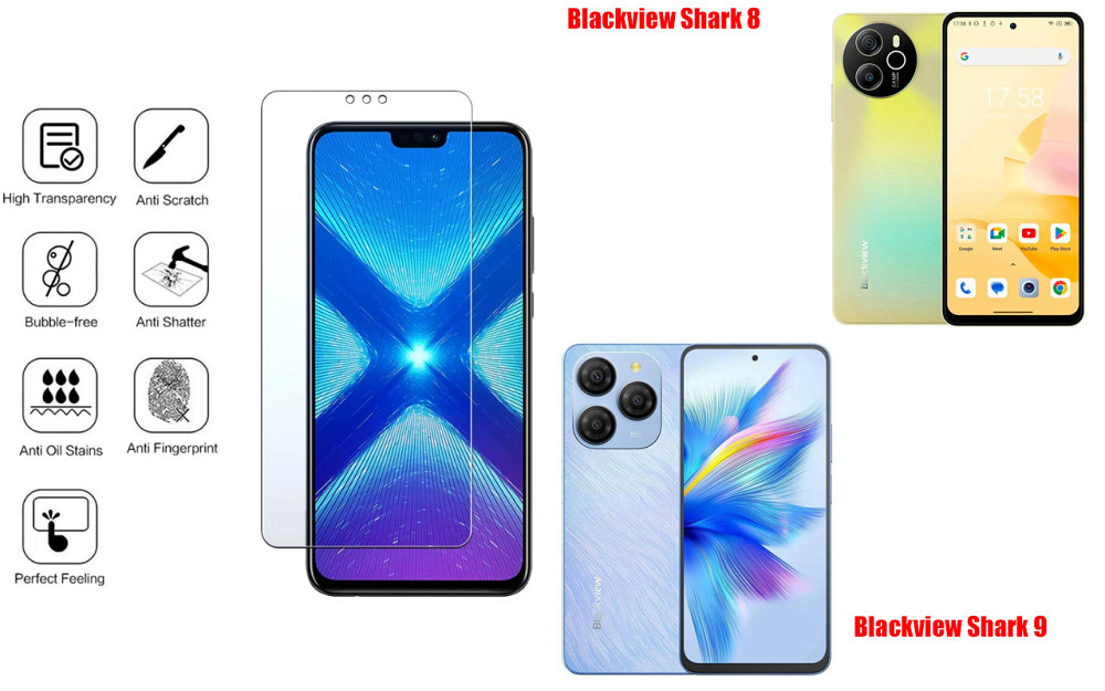 Захисне скло NeoGlass для Blackview Shark 8, Shark 9 – надпрозоре та стійке Київ - фото 4