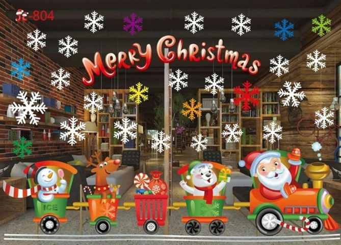 Наклейка на окно новогодняя Паровозик 50 на 70 см разноцветный Киев - изображение 1