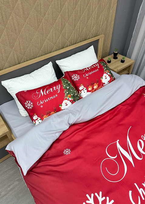 Комплект постільної білизни Фланель, Epico Євро 200х220 з Різдвяним принтом (88-202) Київ - фото 2