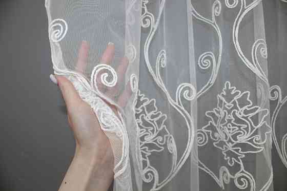 Тюль фатин с вышивкой, цвет белый 1419т Киев