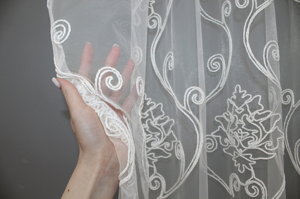 Тюль фатин з вишивкою, колір білий 1419т Київ - фото 5