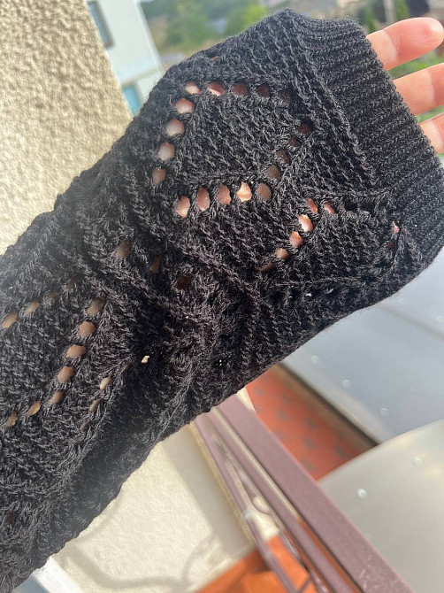 Свитер женский MIX RAY 6772 прозрачный оверсайз ажурная вязка сетка, черный, one size Киев - изображение 3