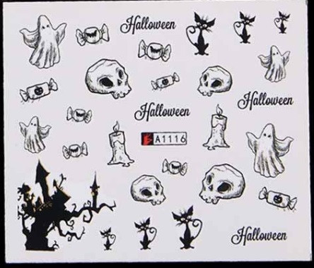 Наклейки для ногтей Хэллоуин 5 на 6 см черный Киев - изображение 1