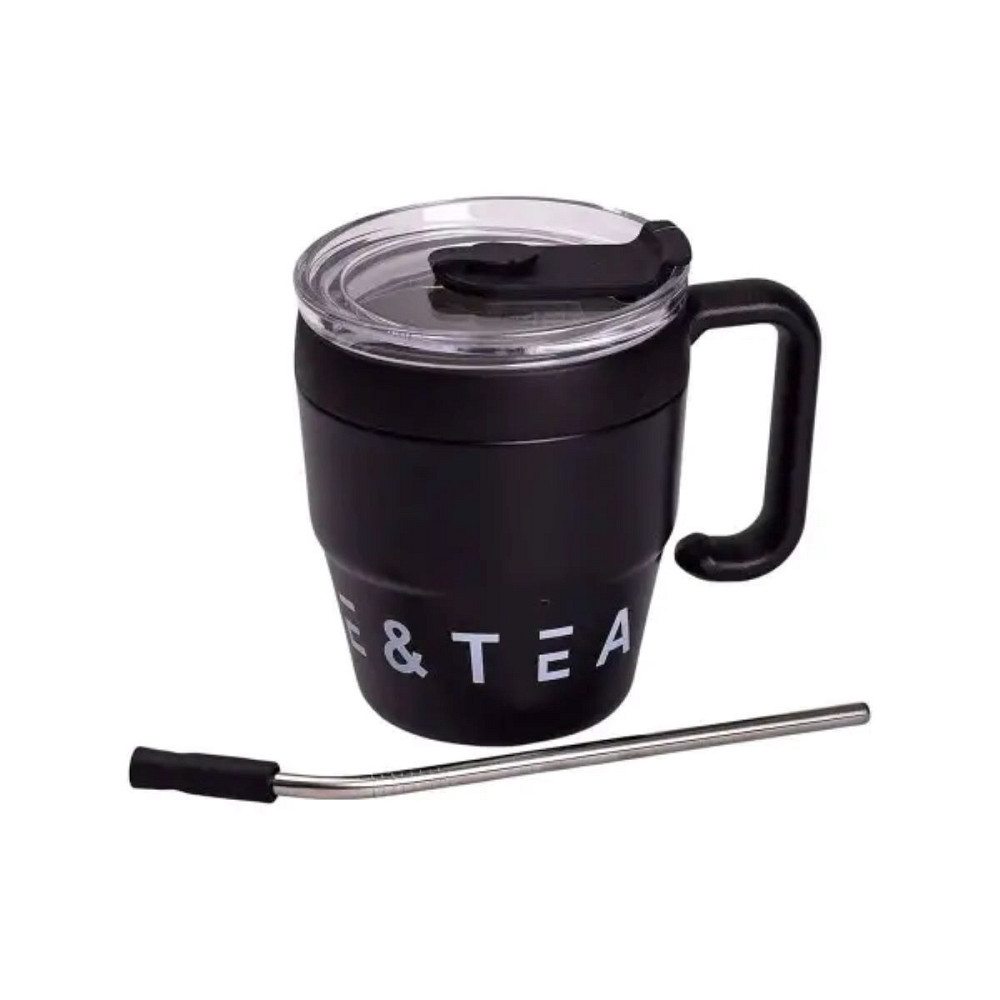 Yiwu Термочашка Coffee & Tea з трубочкою чорна HP-14-23B Коломия - фото 3