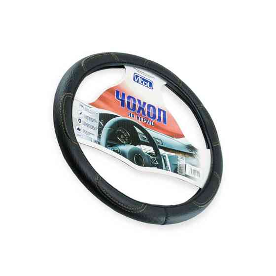 Чехол m кожзам (37 - 39 см) черный коричневая нить руля Мукачево
