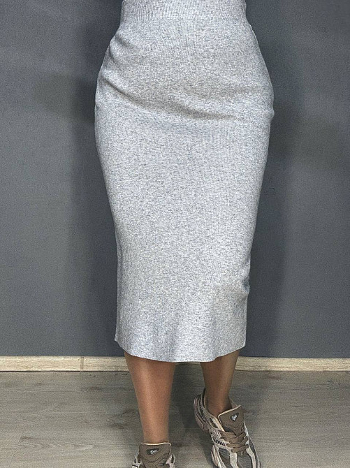 Спідниця жіноча Accorddream 8631 вʼязана міді з розрізом, сірий, one size Київ - фото 8