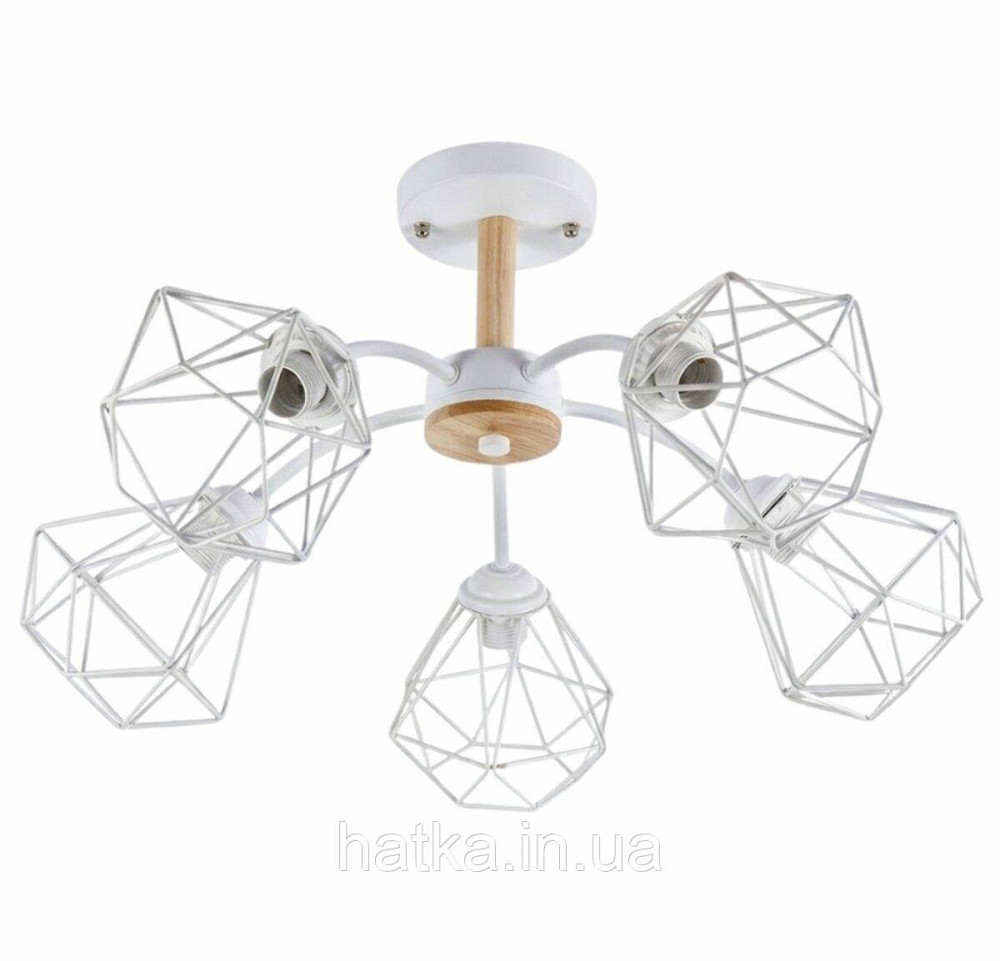 Люстра стельова на 5 плафонів VALESO XL25038-5 для вітальні та спальні Білий Київ - фото 2