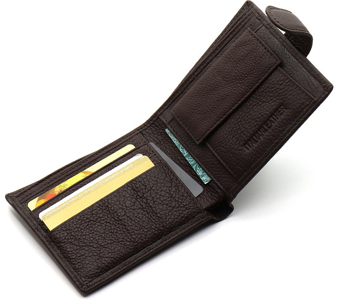 Шкіряне чоловіче портмоне на кнопці ST Leather ST104 Коричневе Київ - фото 5