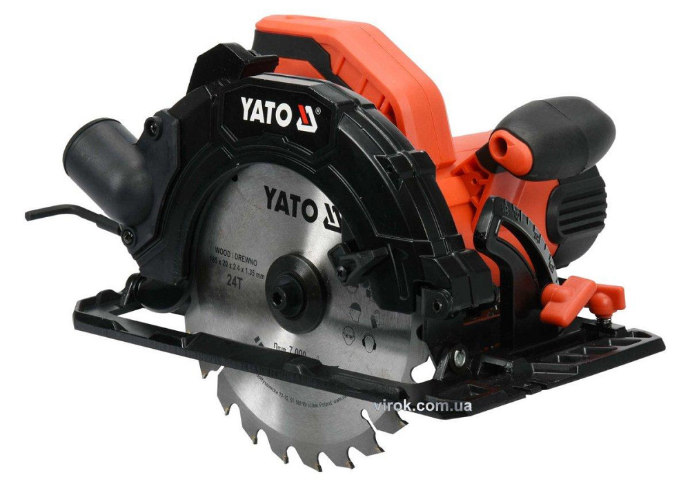 Пила дискова мережева YATO: P=1.5кВт, для диска Ø= 185/20мм, макс. h=2.8мм, кут 0-45° [2/40] Одесса - изображение 1
