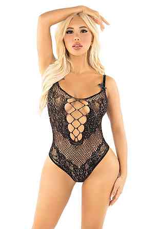 Боди Leg Avenue Rhinestone Net and Lace Bodysuit One Size, Black Sex Aura Киев