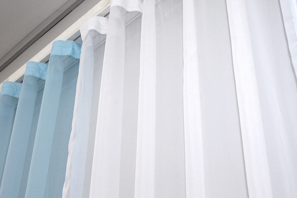 Комплект з шифону, декоративна гардина світло-блакитний з білим 002дк (н130-н101) Київ - фото 4