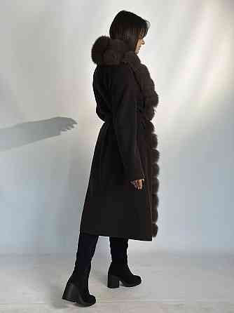 Жіноче кашемірове пальто з хутром по всій довжині Шоколад, 44 Харків