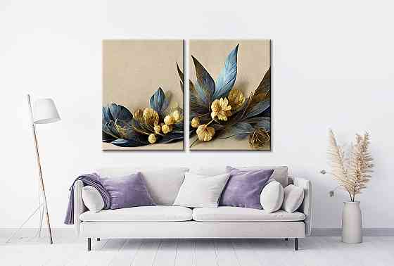 Модульная картина в гостиную / спальню Синьо-Жовті квіти    TLV-2_147 70x102 см Киев