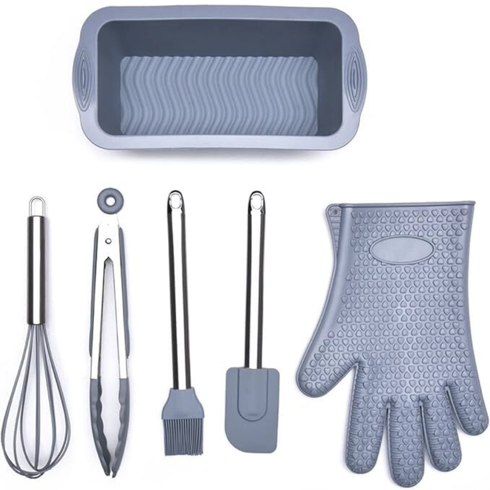 Набор формы силиконовые для выпечки 8 штук,комплект кухонных пренадлежностей с прихваткой,цвет серый Каменец-Подольский - изображение 4