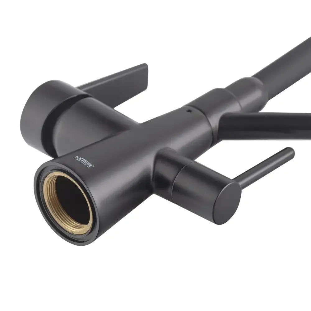 Кухонний змішувач Koer KB-72003-05 під осмос чорний з силіконовим виливом з підставкою (KR3376) Чернівці - фото 4