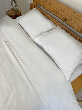 Сатиновий комплект постельного белья Ideal Textile двухспальный евр белый Черновцы - изображение 4