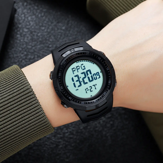 Часы мужские спортивные с компасом Skmei 2147 Compass (Черные с белым циферблатом) Винница