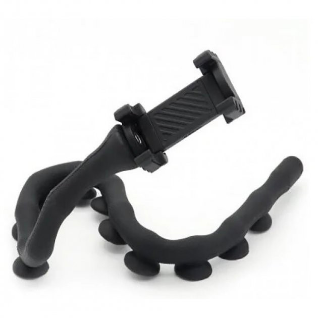 Гибкий держатель для телефона с присосками универсальный Cute Worm Lazy Holder. Цвет: черный IG-70 Львов - изображение 1