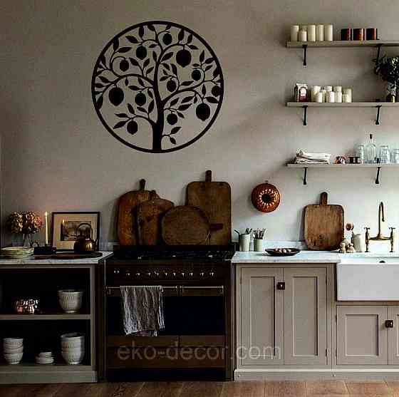 Декоративное настенное 3D Панно «Дерево в кругу» Декор на стену с объемом 70*70 см, Черный Киев