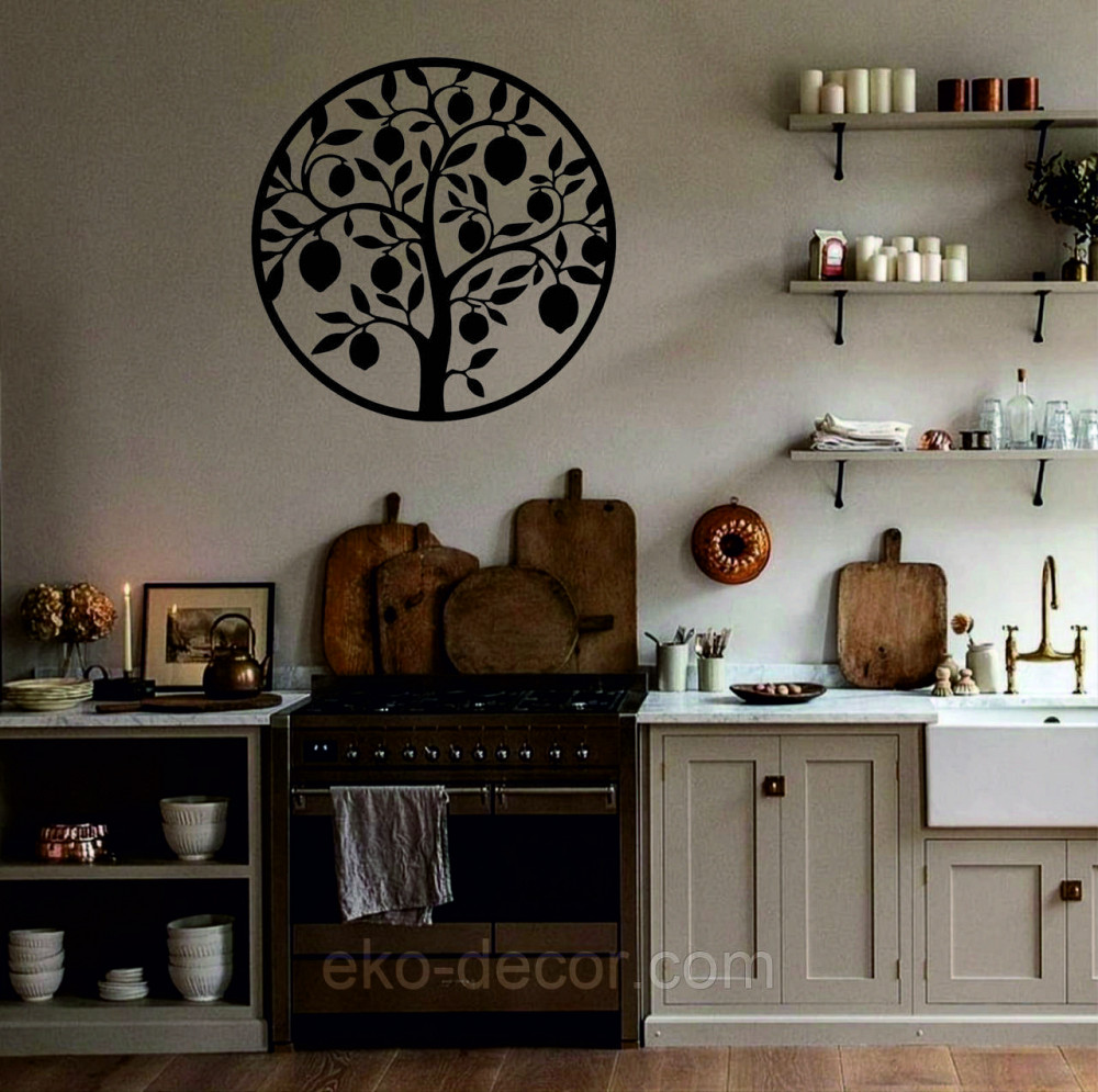 Декоративное настенное 3D Панно «Дерево в кругу» Декор на стену с объемом 70*70 см, Черный Киев - изображение 4
