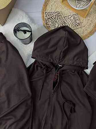 Женский повседневный костюм тройка: кофта топ и штаны двунить. Шоколад, 42/44 Одесса