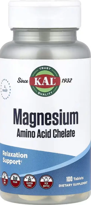 Магний хелат KAL Magnesium Amino Acid Chelate 220mg 100 таб Київ - фото 1