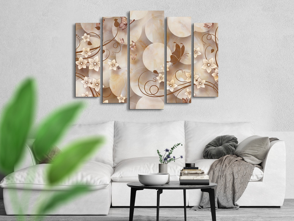 Модульная картина в гостиную / спальню Абстракция бежевые Орхидеи Art-407_5 ( 80х118см ) Киев - изображение 2