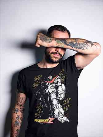 Футболка для хлопчика з аніме принтом Мазінгер З Емброідеред Аніме оверсайз (зріст від 165 до 180) Чорний AnimeJ0204m Дніпро