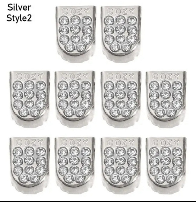 Фіксатори на шнурки Сріблястий зі стразами Сміла - фото 1