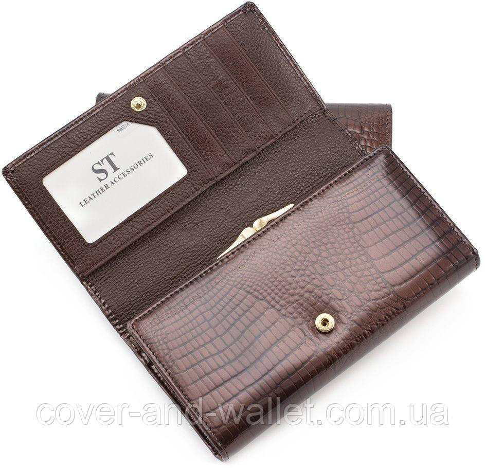 Шкіряний жіночий гаманець лаковий під крокодила ST S8001A Київ - фото 9