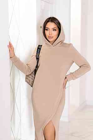 Тепла трикотажна сукня міді з капюшоном "Era" | Норма і батал Шоколадний, 42-44 Київ