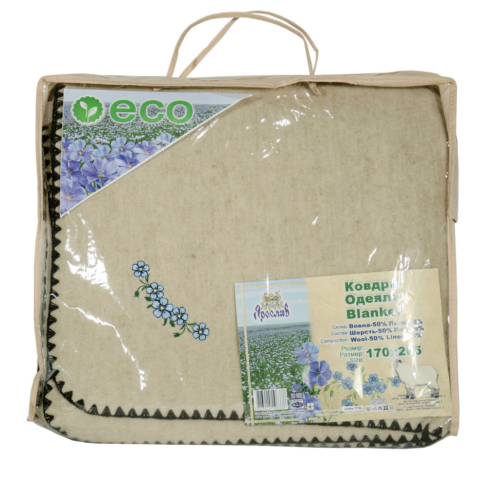 Ковдра вовна/льон 170×205 в упаковці, лляне з льону Київ - фото 4
