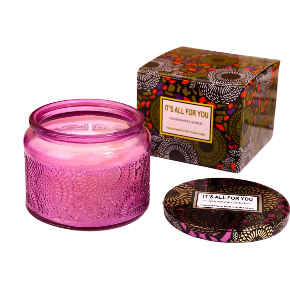 Свічка ароматична "Lichi white tea" у скляній фіолетовій чаші натуральна із соєвого воску без барвників Кам'янець-Подільський - фото 2