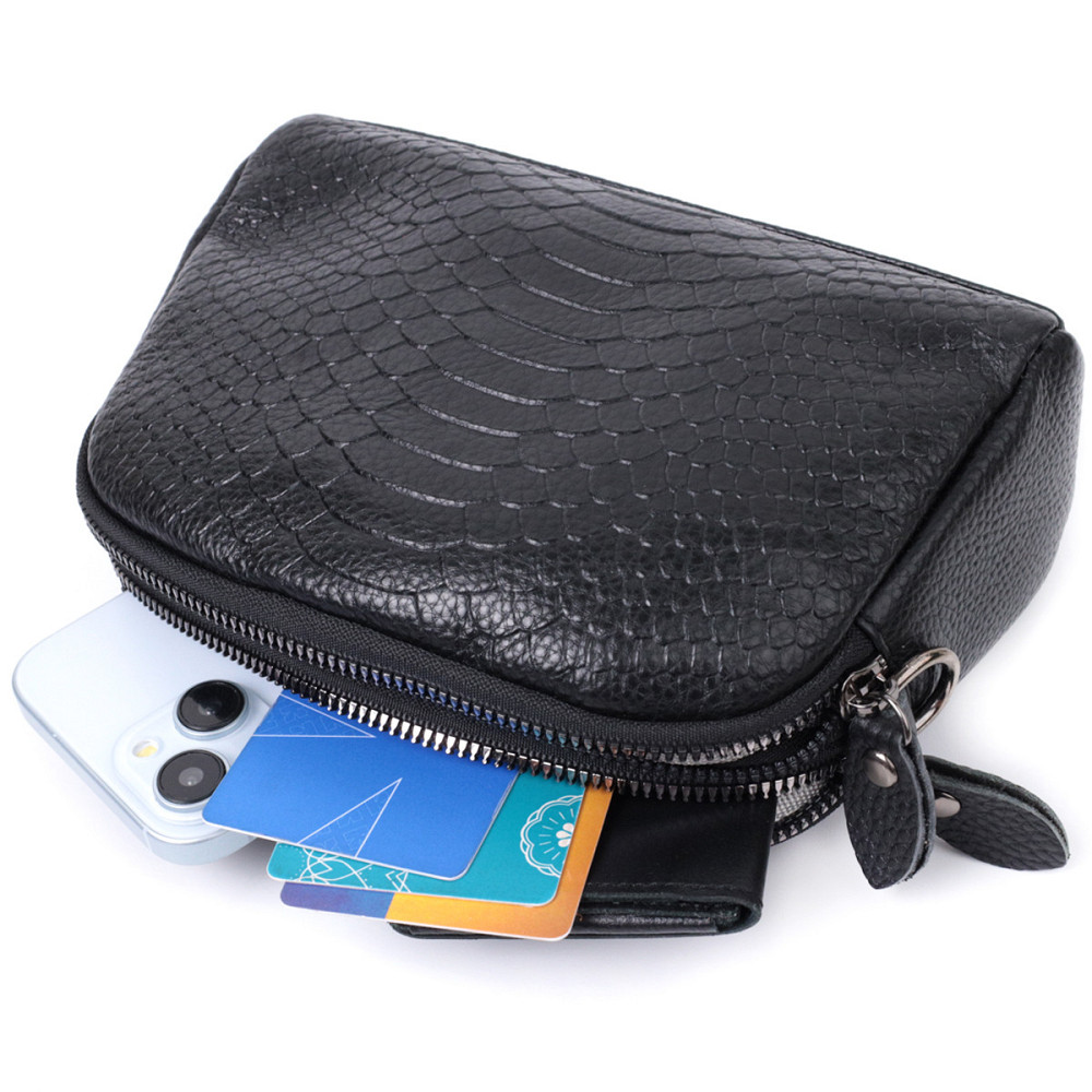 Компактная сумка для женщин на два отделения из натуральной кожи Vintage 22799 Черный Киев - изображение 10