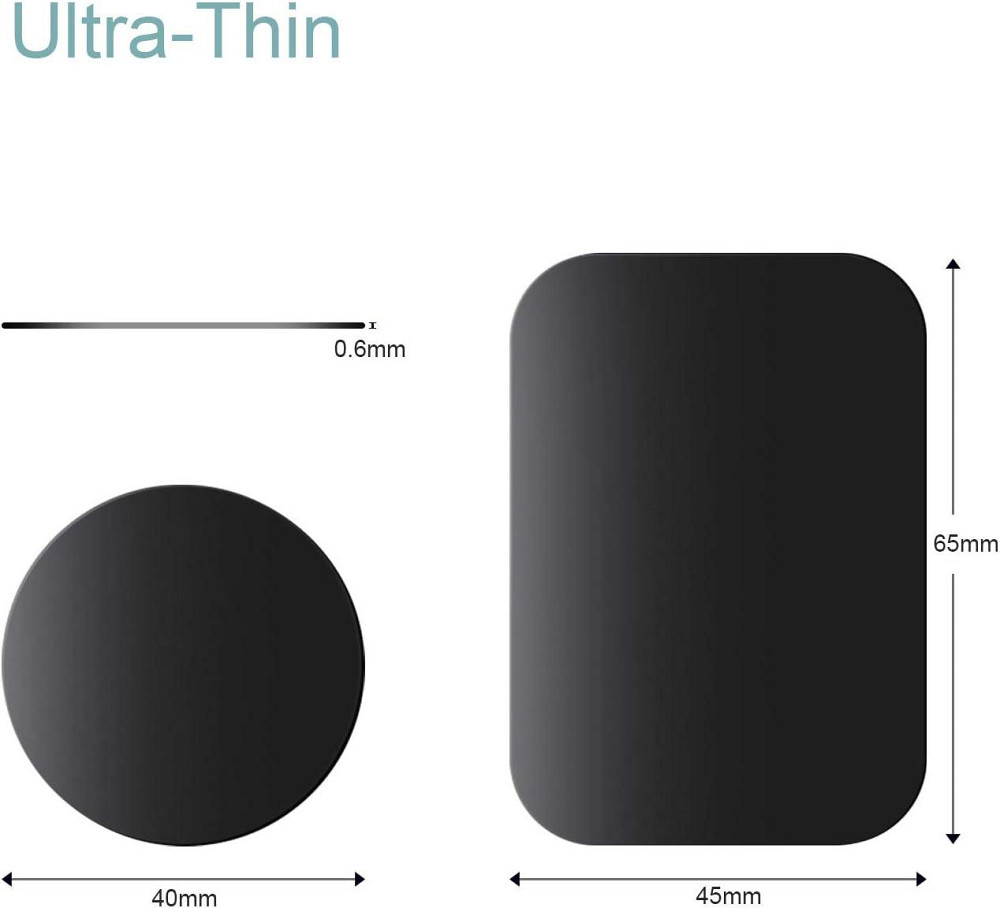 Металеві пластини для магнітного автотримача 10 шт (6 круглі, 4 прямокутні) сріблясті клейкі сумісні з тримачем в машину Київ - фото 5