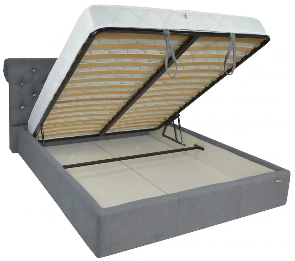 Кровать London VIP 140 х 190 см Fibril 16 C1 С дополнительной металлической цельносварной рамой Темно-серый Киев - изображение 4