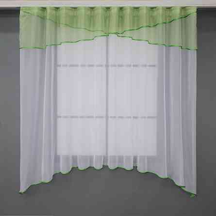Гардина арка на кухню VR-Textil № 00к белый с салатовым 280х170 см (59-899) Киев
