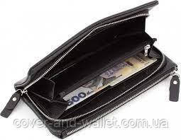 М'який шкіряний гаманець клатч на дві блискавки чорного кольору ST Leather 022 Київ - фото 7