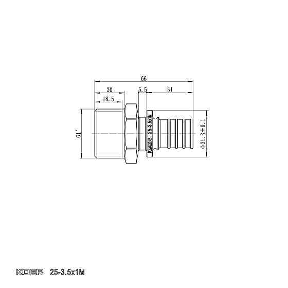 Перехідник з ЗР Koer KA.A10M-25 - 25(3.5mm) x 1"M (KR4854) Київ