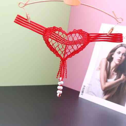 Трусики з бусинками червоні - розмір універсальний (на резинці), 15% нейлон, 85% поліестер Київ